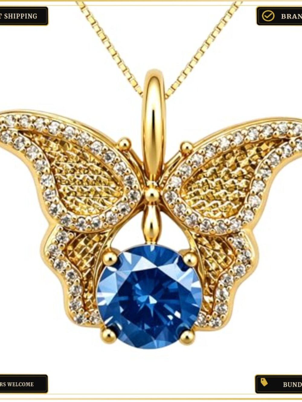 18K Gold Plated Butterfly Pendant Necklace for Women